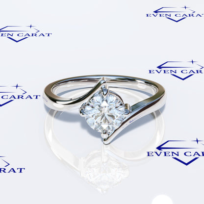 Bypass Swirl Round Solitaire Ring