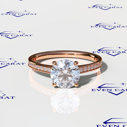 4 Prong Round Half Pavé Band Engagement Ring 2.20 CTW