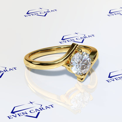 Bypass Swirl Round Solitaire Ring