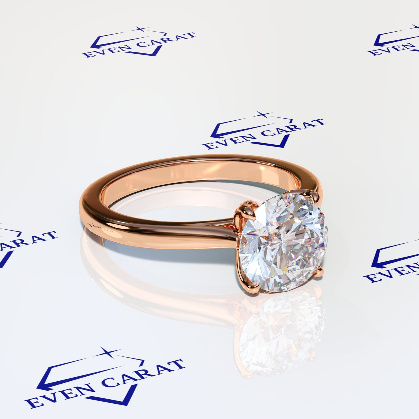 4 Prong Tulip Cathedral Round Solitaire Ring