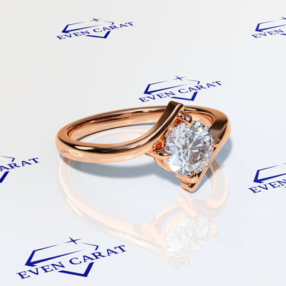 Bypass Swirl Round Solitaire Ring