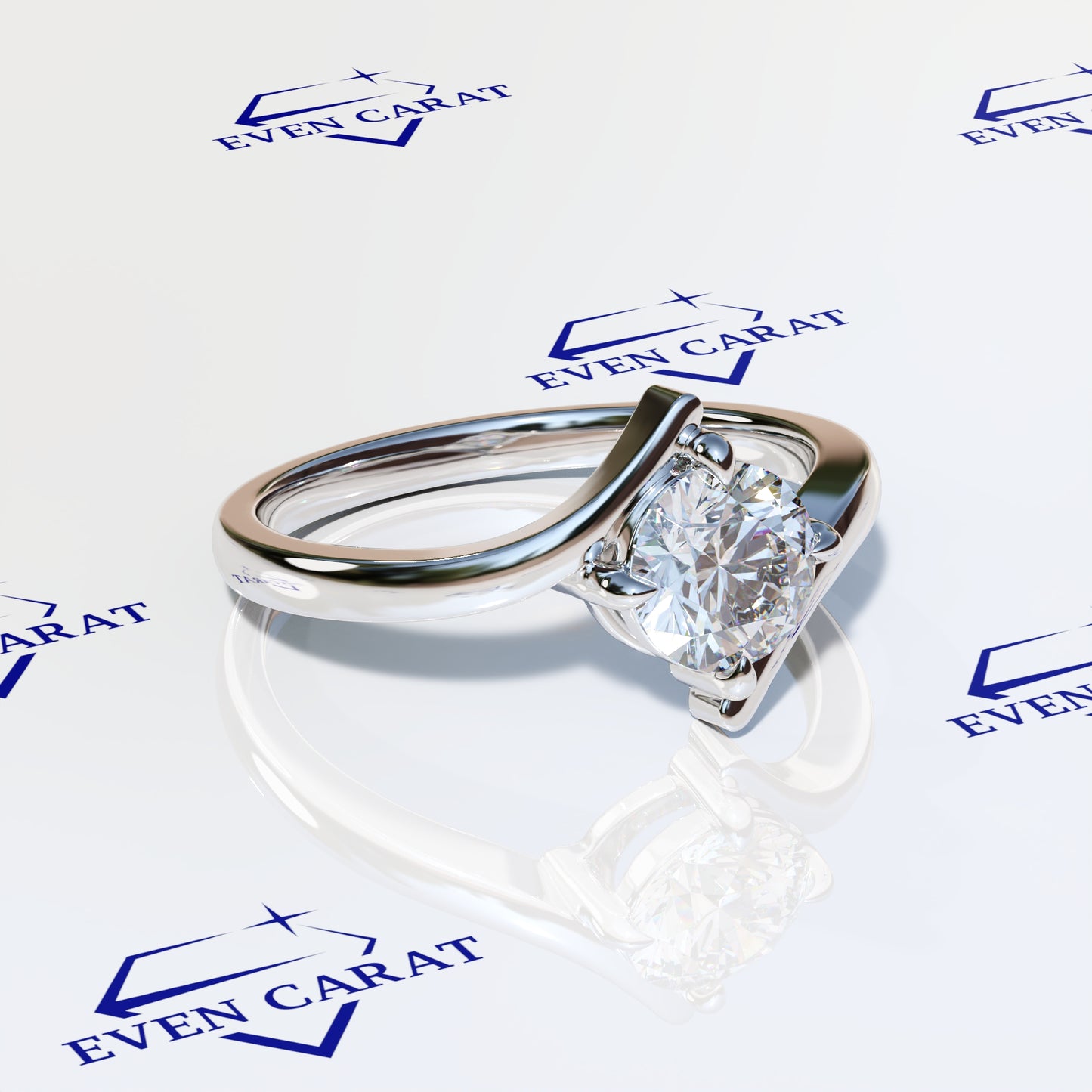 Bypass Swirl Round Solitaire Ring