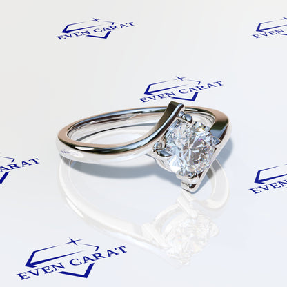 Bypass Swirl Round Solitaire Ring