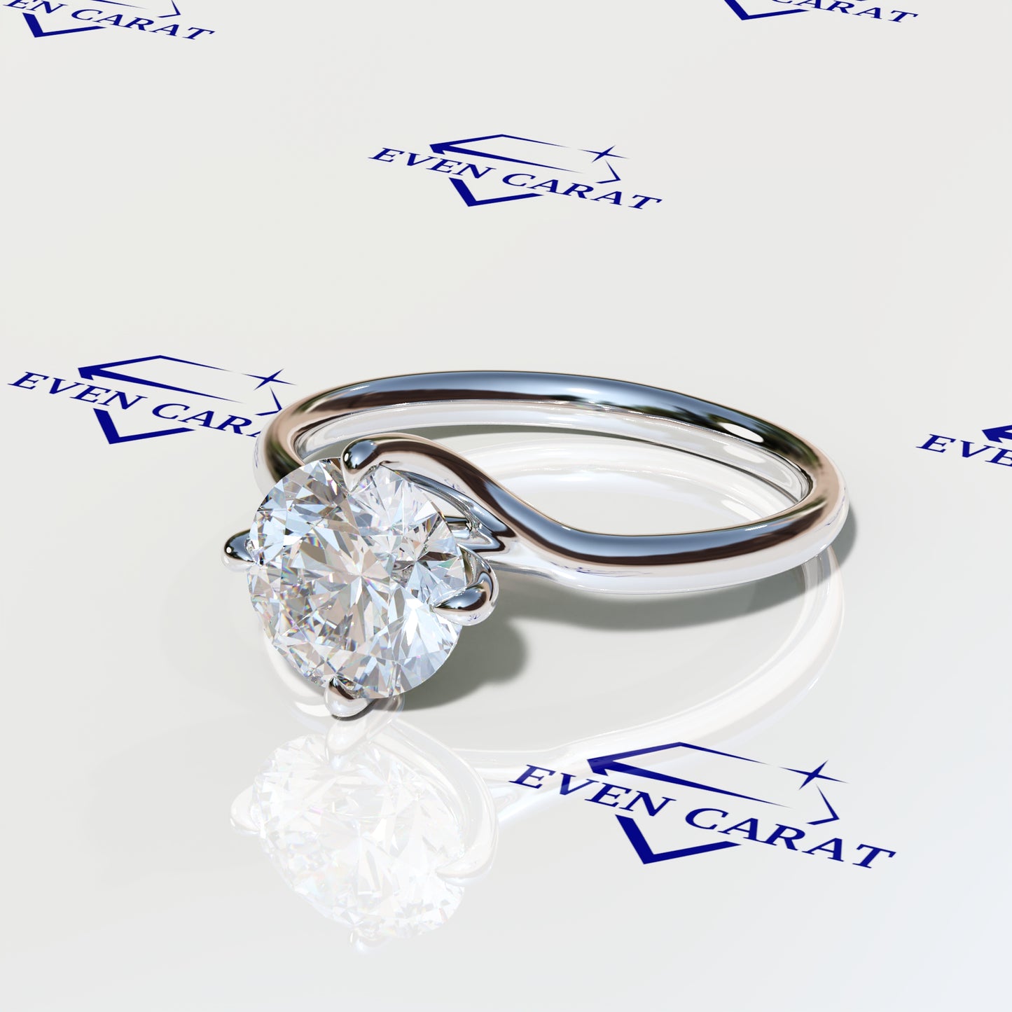 4 Prong Twisted Round Solitaire Ring 2 CTW