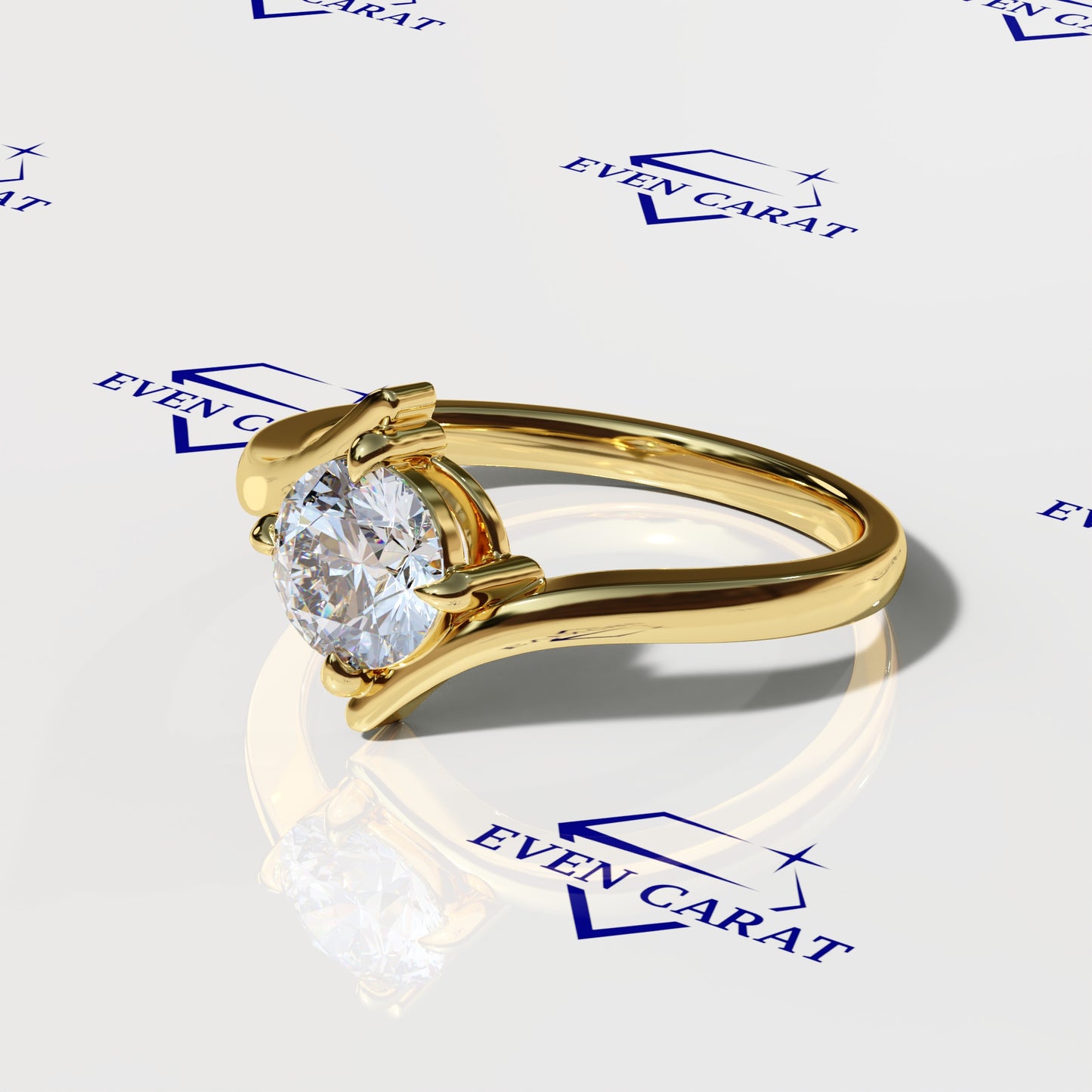 Bypass Swirl Round Solitaire Ring