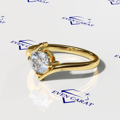 Bypass Swirl Round Solitaire Ring