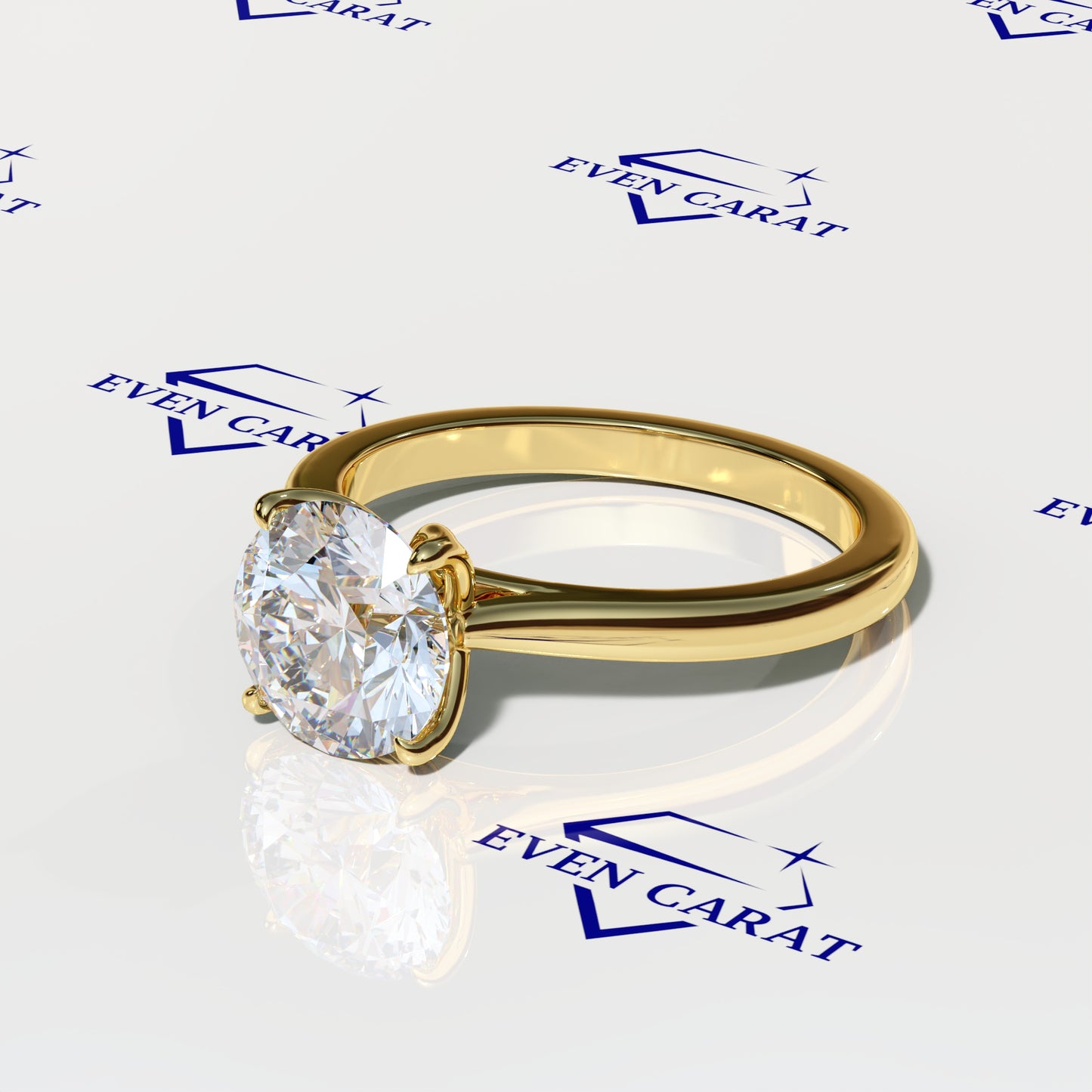 4 Prong Tulip Cathedral Round Solitaire Ring