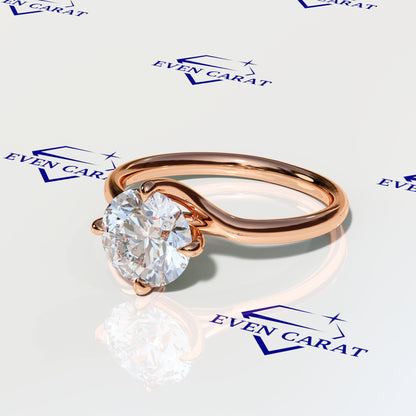 4 Prong Twisted Round Solitaire Ring 2 CTW