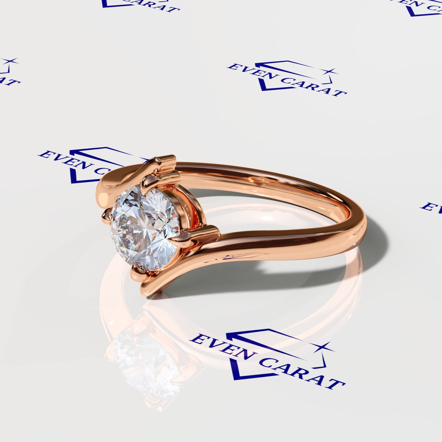 Bypass Swirl Round Solitaire Ring
