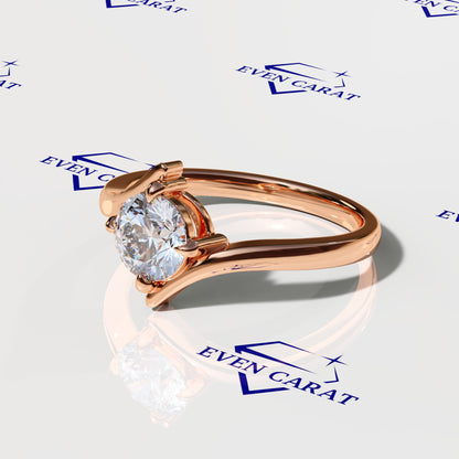 Bypass Swirl Round Solitaire Ring