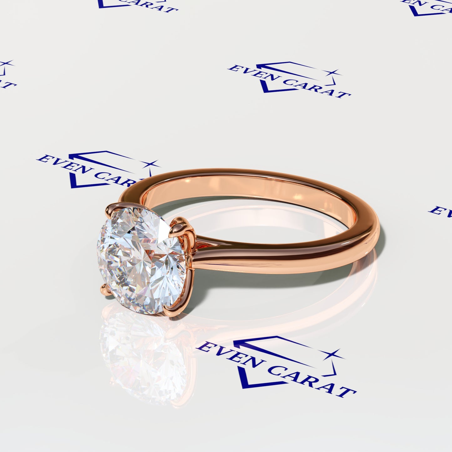 4 Prong Tulip Cathedral Round Solitaire Ring
