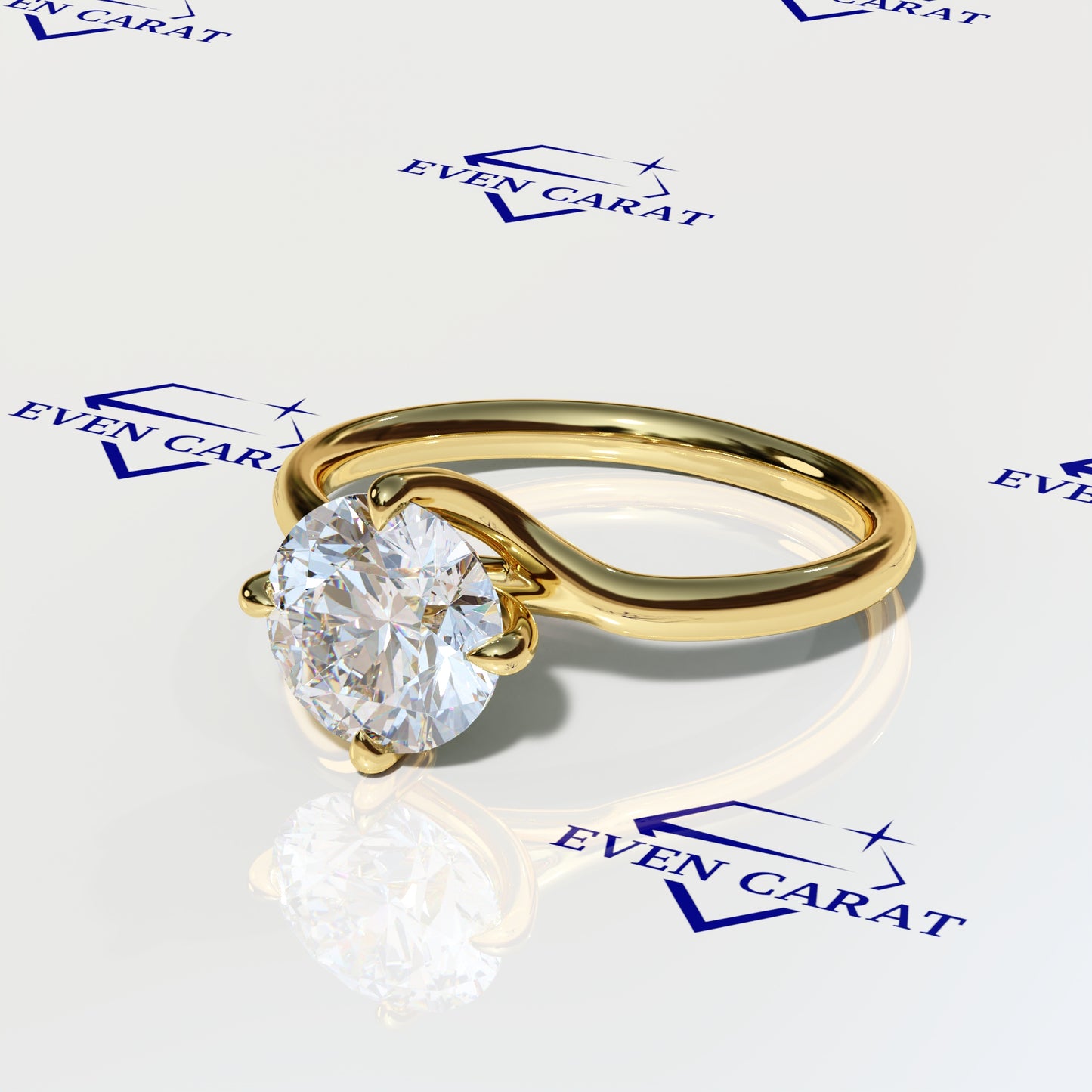 4 Prong Twisted Round Solitaire Ring 2 CTW