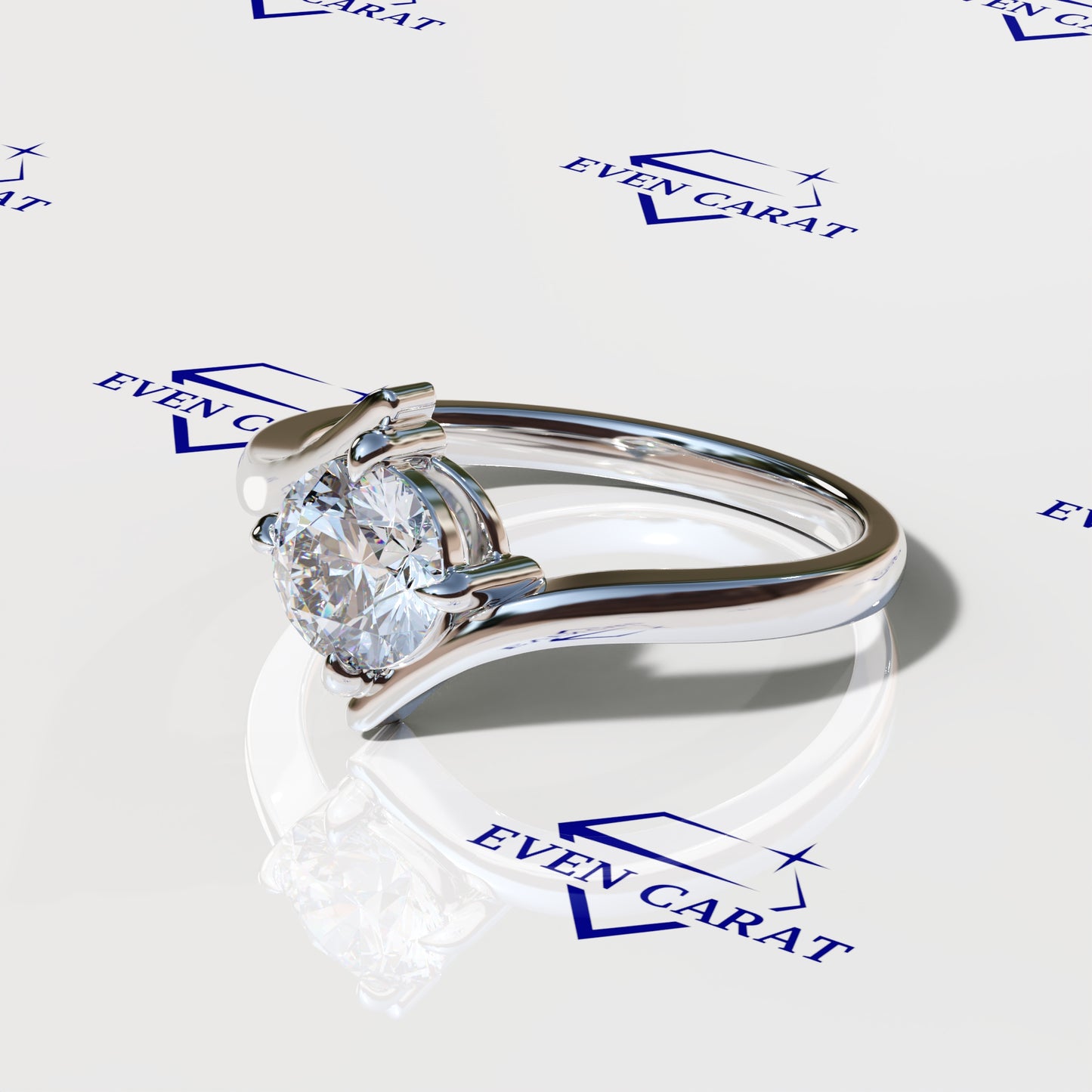 Bypass Swirl Round Solitaire Ring