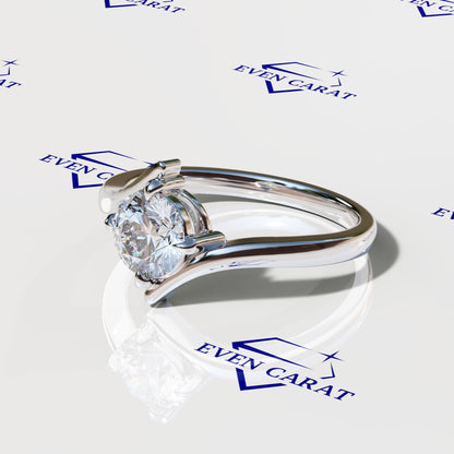 Bypass Swirl Round Solitaire Ring