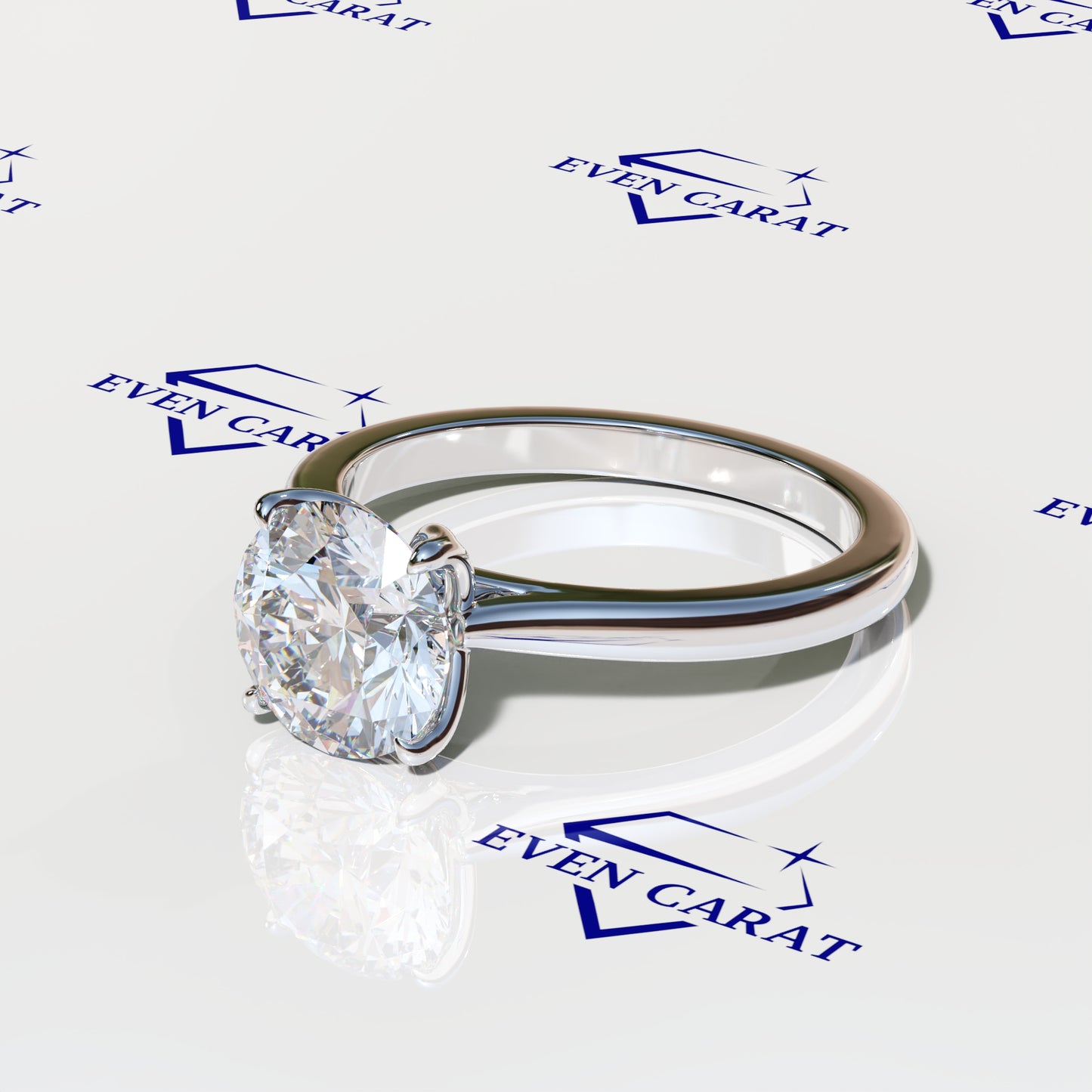 4 Prong Tulip Cathedral Round Solitaire Ring