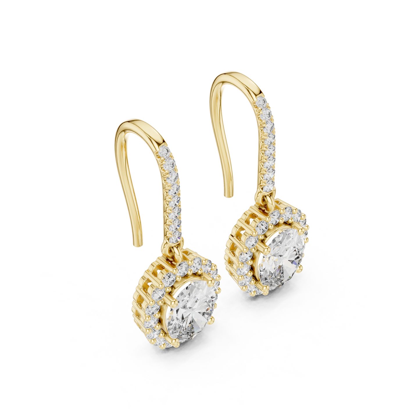 Classic Oval Halo Diamond Drop Earrings 1.3 CTW