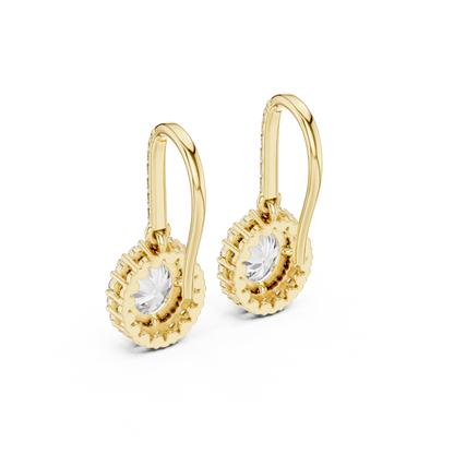 Classic Oval Halo Diamond Drop Earrings 1.3 CTW