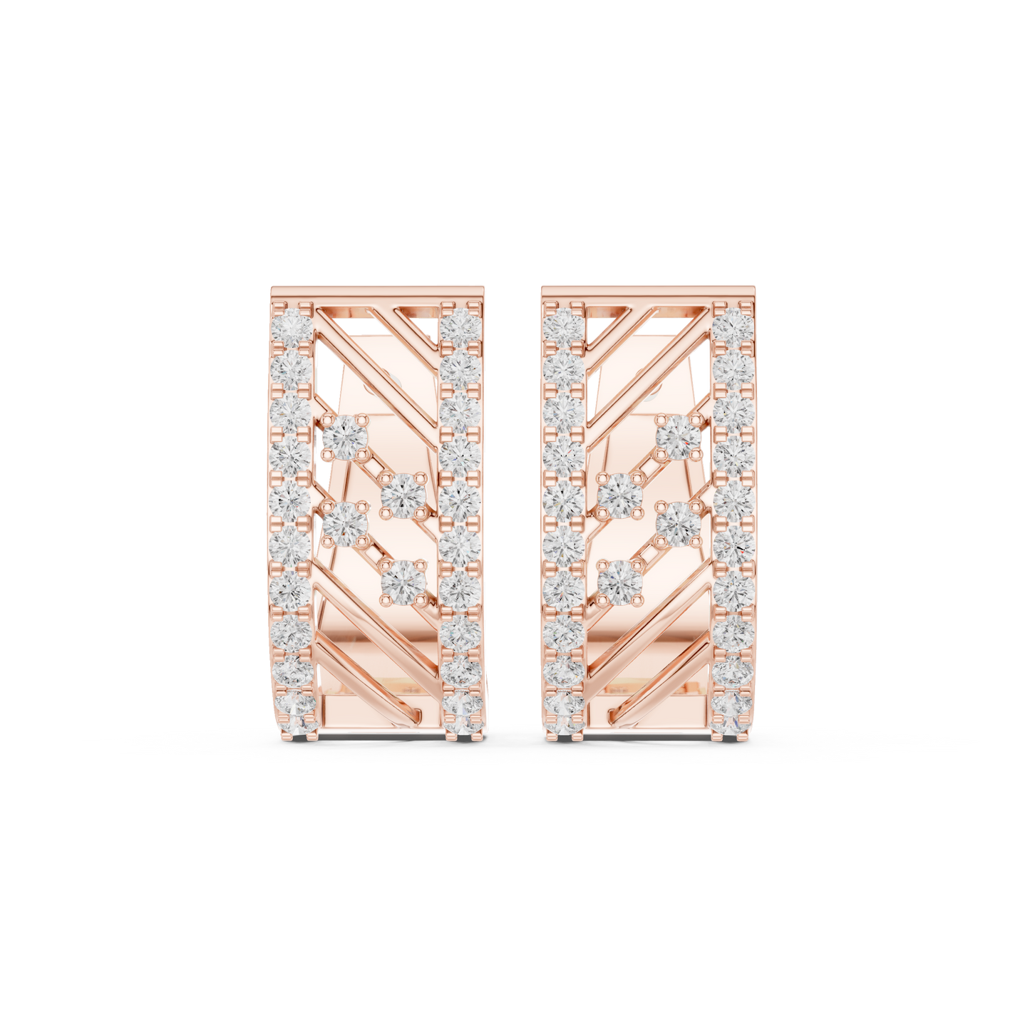 Architectural Pave Set Diamond Huggies 0.6 CTW