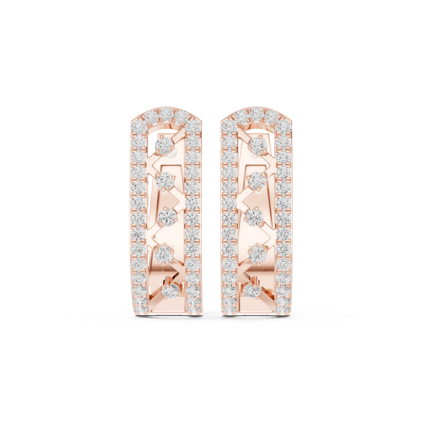 Modern Pave Diamond Statement Huggies 0.4 CTW