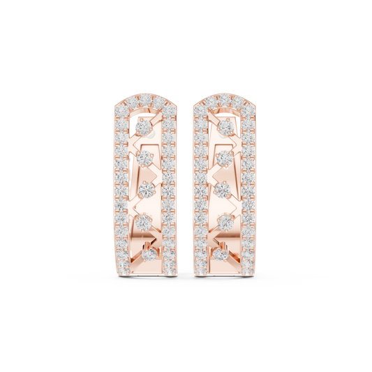 Modern Pave Diamond Statement Huggies 0.4 CTW