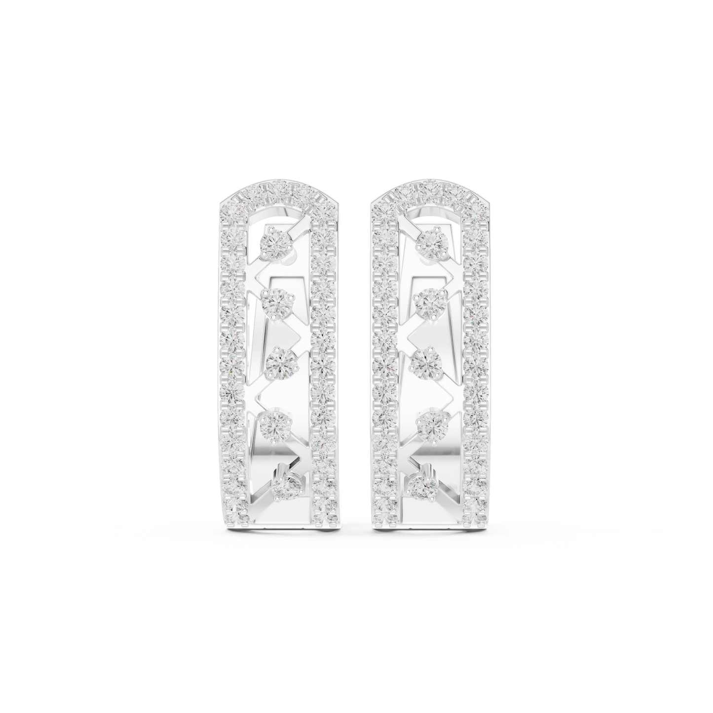 Modern Pave Diamond Statement Huggies 0.4 CTW
