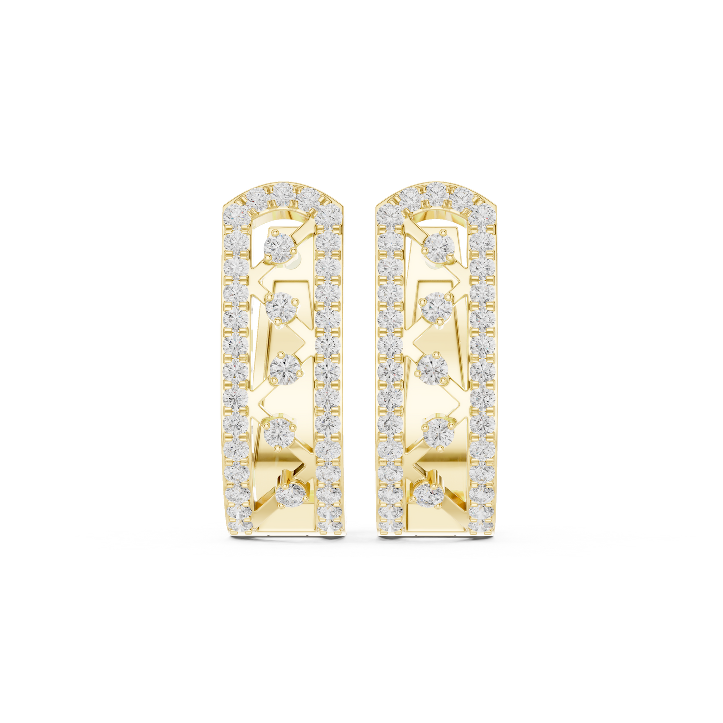 Modern Pave Diamond Statement Huggies 0.4 CTW