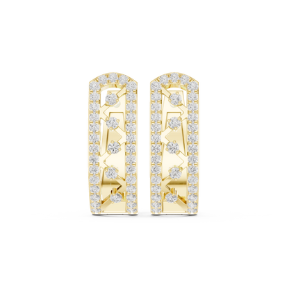 Modern Pave Diamond Statement Huggies 0.4 CTW