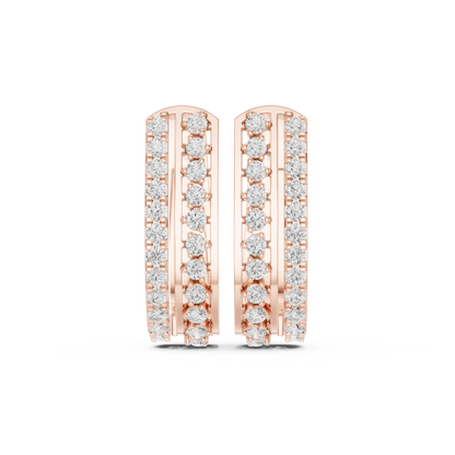 Classic Two Row Pave Set Diamond Hoop Earrings 0.6 CTW