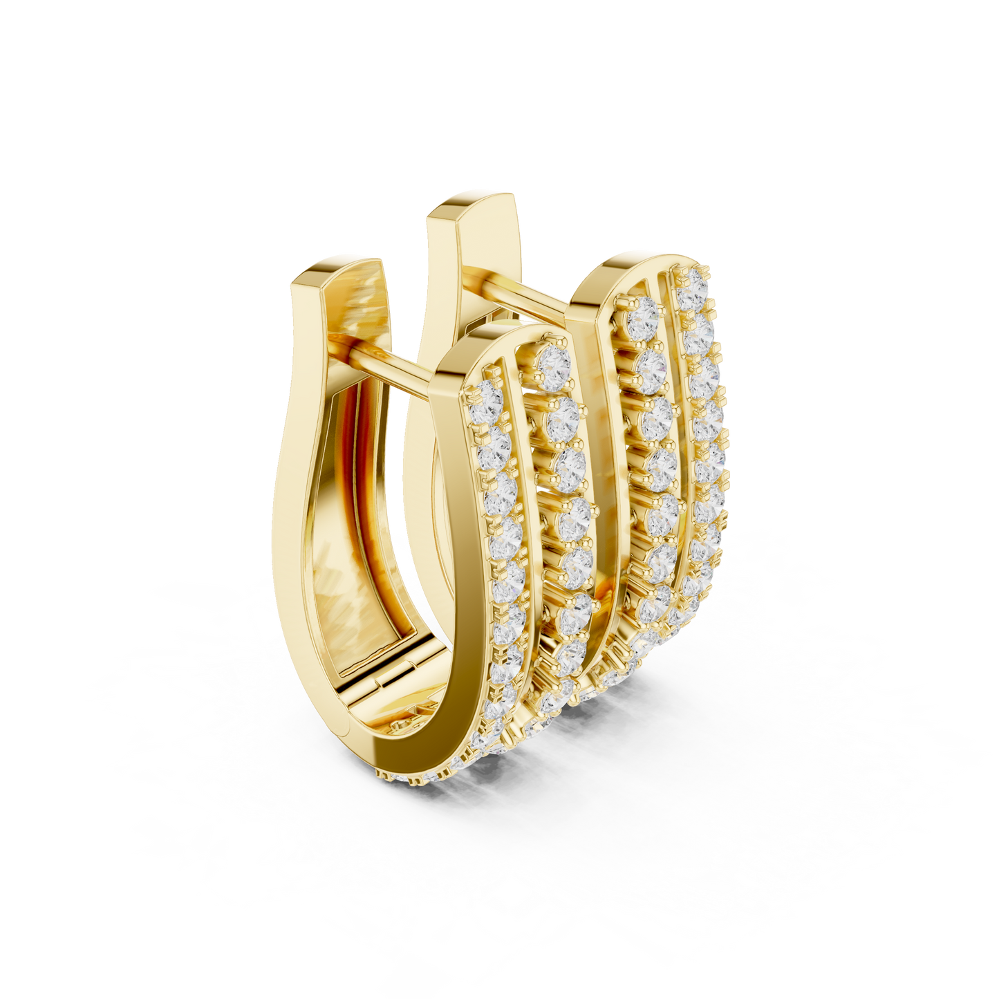 Classic Two Row Pave Set Diamond Hoop Earrings 0.6 CTW