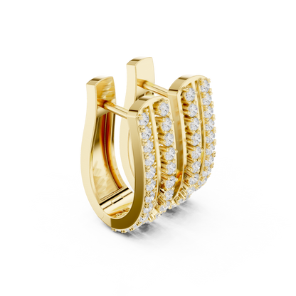 Classic Two Row Pave Set Diamond Hoop Earrings 0.6 CTW