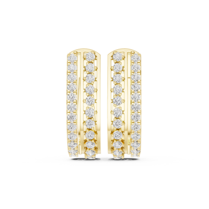 Classic Two Row Pave Set Diamond Hoop Earrings 0.6 CTW
