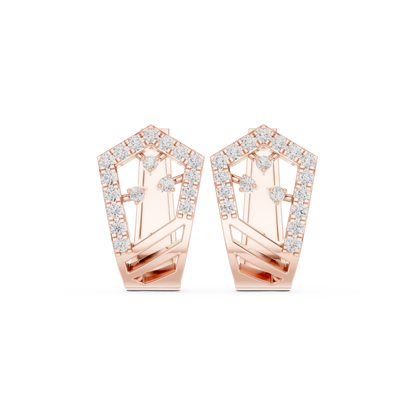 Modern Angular Pave Diamond Statement Huggies 0.5 CTW