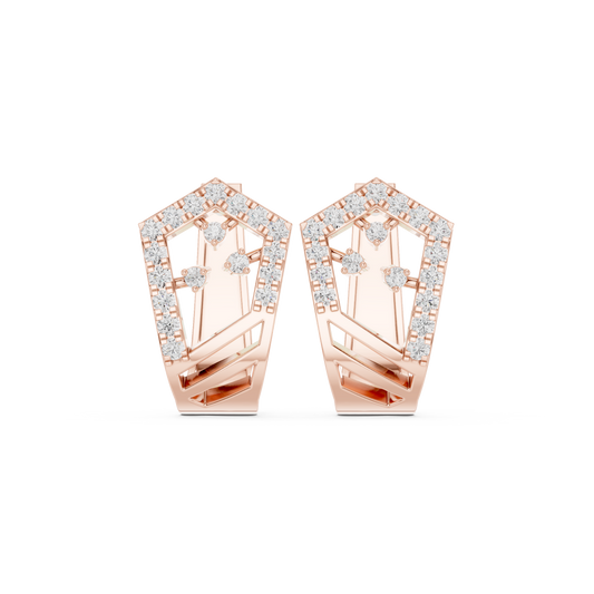 Modern Angular Pave Diamond Statement Huggies 0.5 CTW