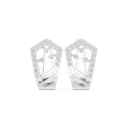 Modern Angular Pave Diamond Statement Huggies 0.5 CTW