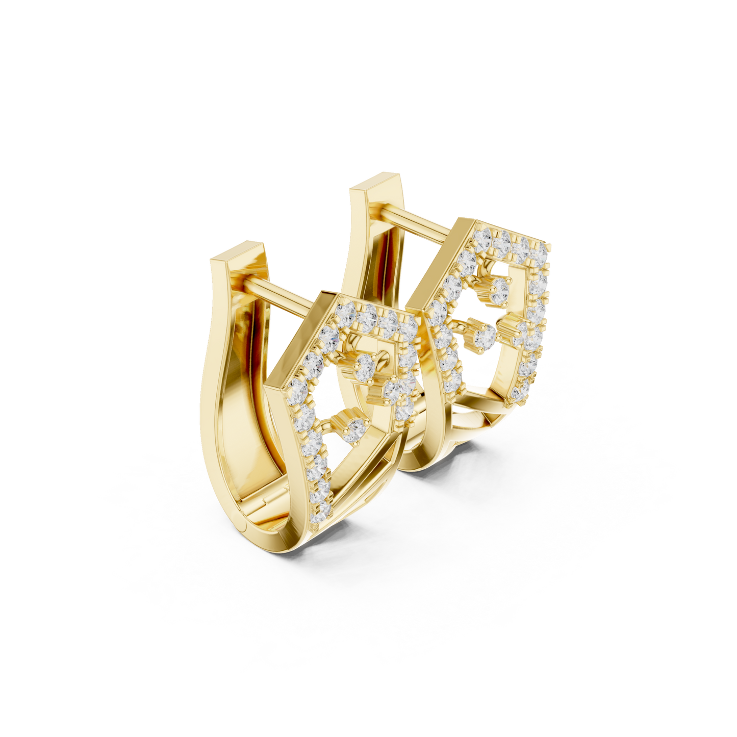 Modern Angular Pave Diamond Statement Huggies 0.5 CTW