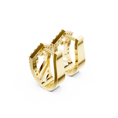 Modern Angular Pave Diamond Statement Huggies 0.5 CTW