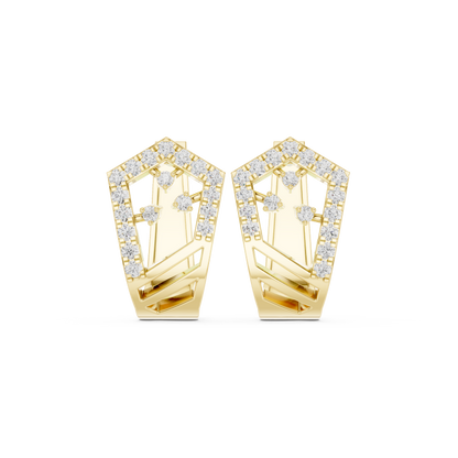 Modern Angular Pave Diamond Statement Huggies 0.5 CTW