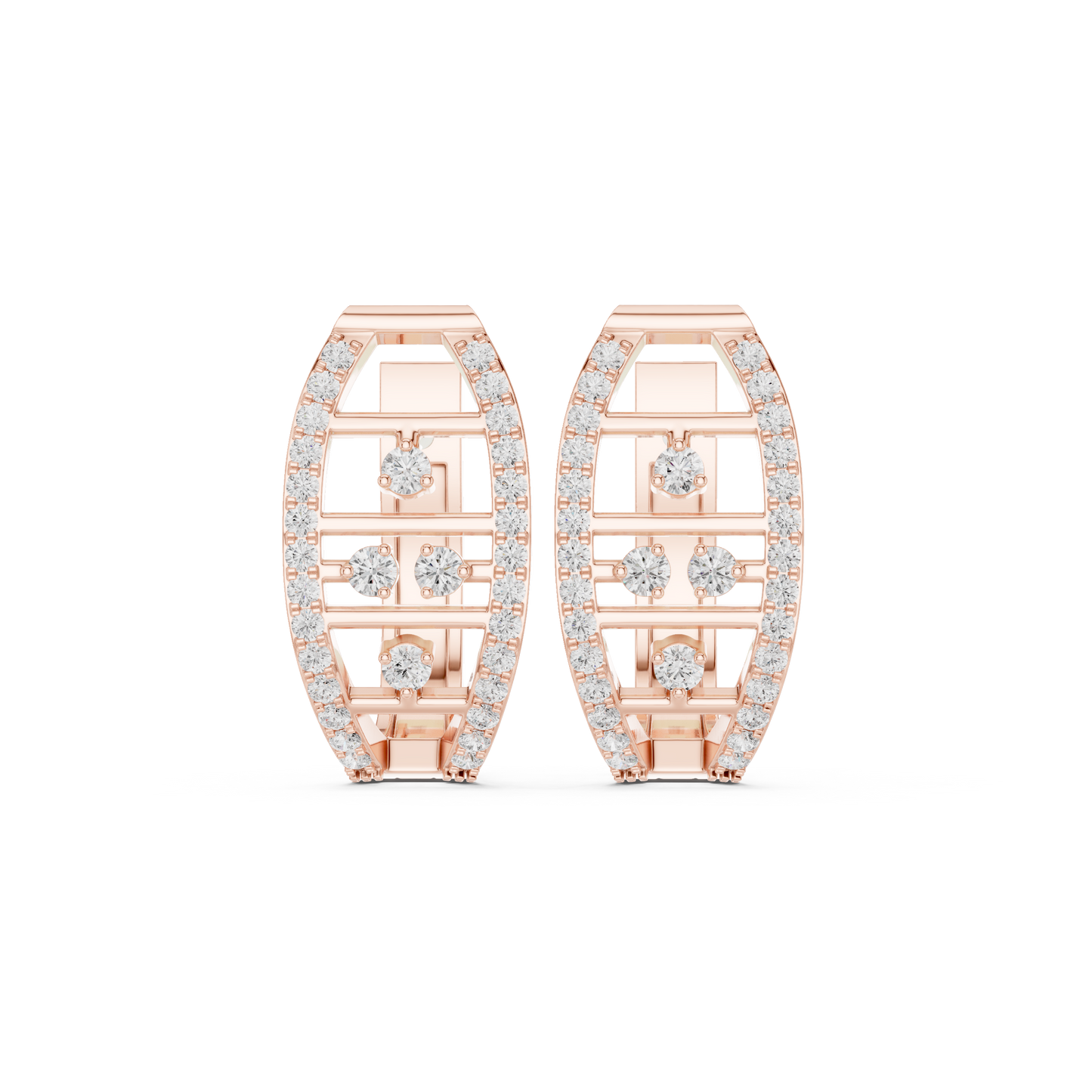 Modern Open Oval Pave Diamond Huggies 0.4 CTW