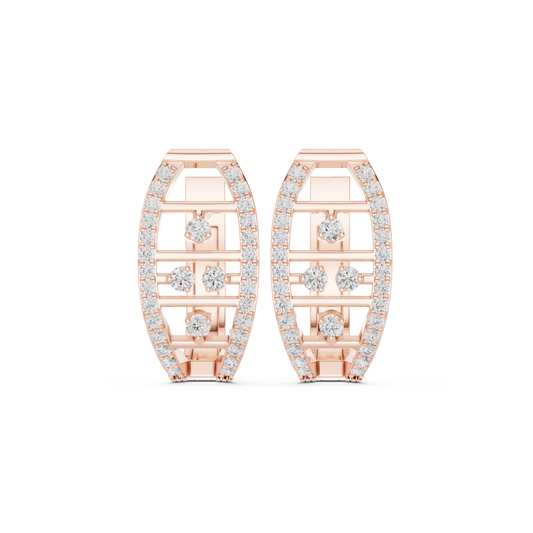 Modern Open Oval Pave Diamond Huggies 0.4 CTW