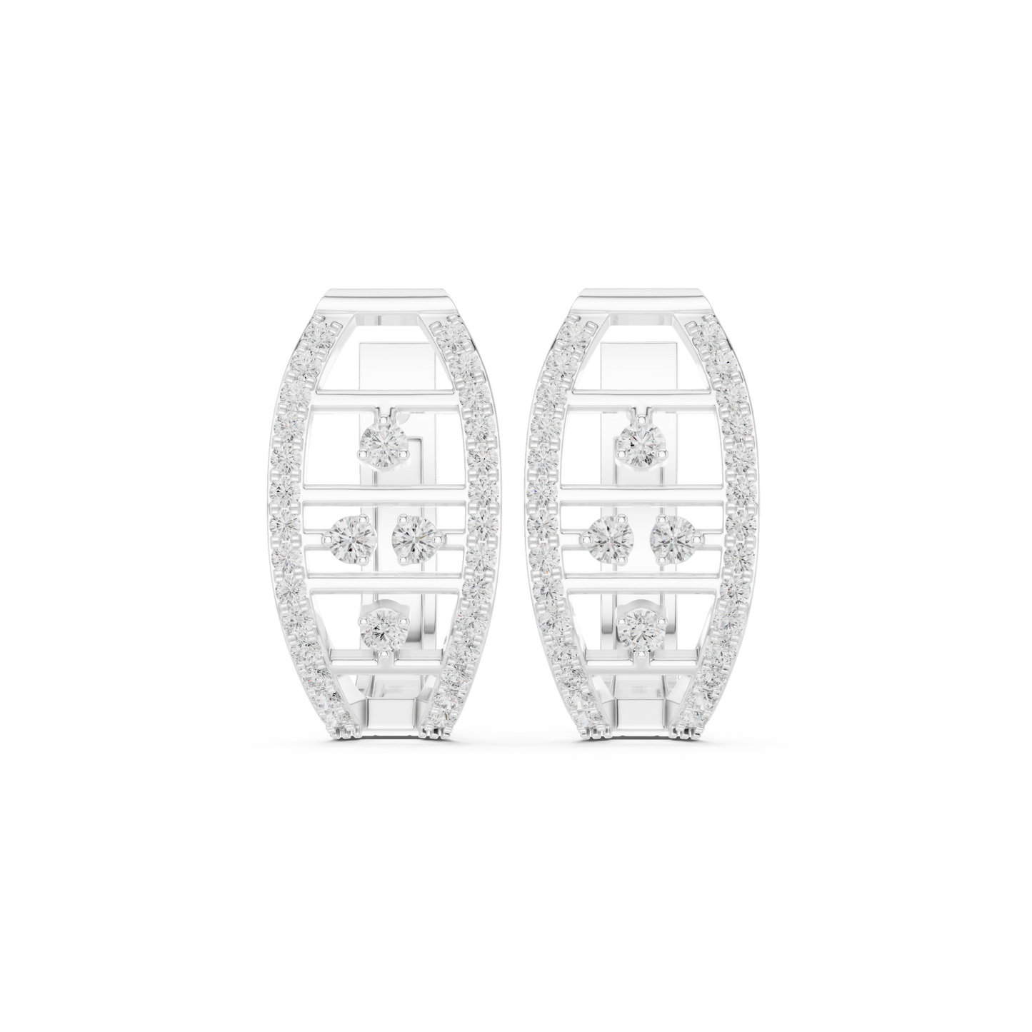 Modern Open Oval Pave Diamond Huggies 0.4 CTW