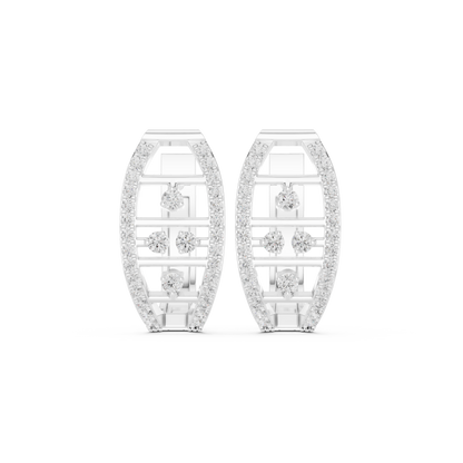 Modern Open Oval Pave Diamond Huggies 0.4 CTW