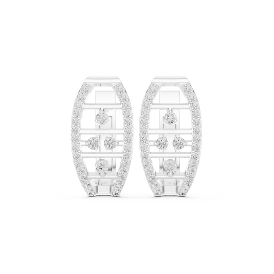 Modern Open Oval Pave Diamond Huggies 0.4 CTW