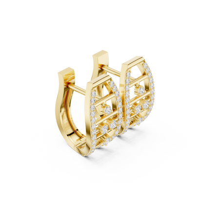 Modern Open Oval Pave Diamond Huggies 0.4 CTW