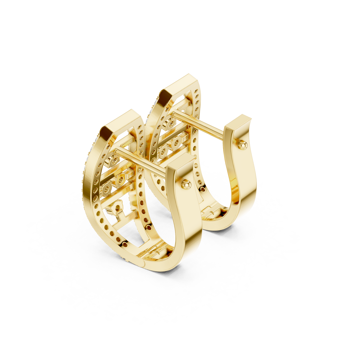 Modern Open Oval Pave Diamond Huggies 0.4 CTW