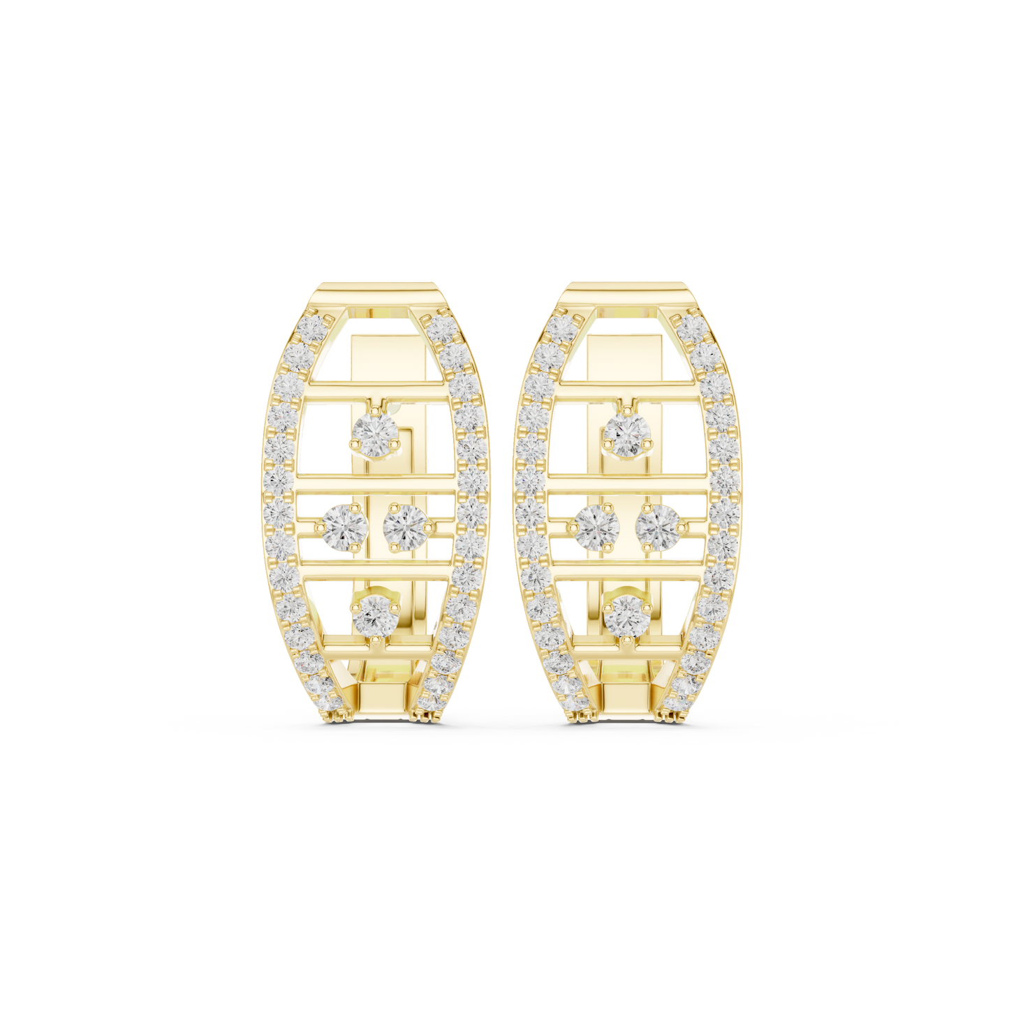 Modern Open Oval Pave Diamond Huggies 0.4 CTW