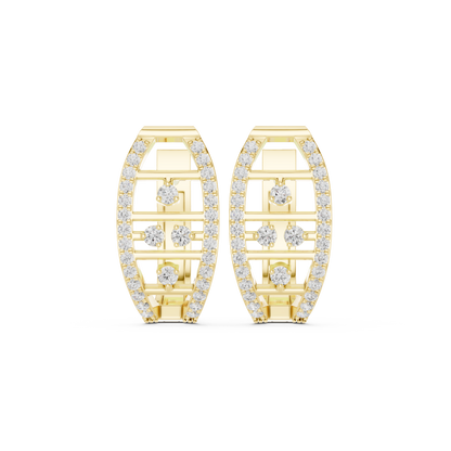 Modern Open Oval Pave Diamond Huggies 0.4 CTW