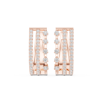 Triple Row Pave Diamond Huggie Earrings 0.5 CTW