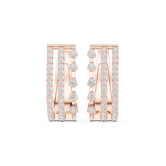 Triple Row Pave Diamond Huggie Earrings 0.5 CTW