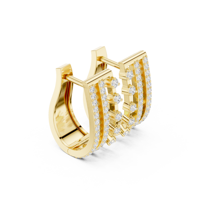 Triple Row Pave Diamond Huggie Earrings 0.5 CTW