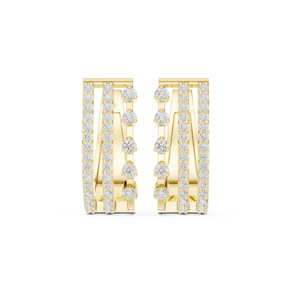 Triple Row Pave Diamond Huggie Earrings 0.5 CTW